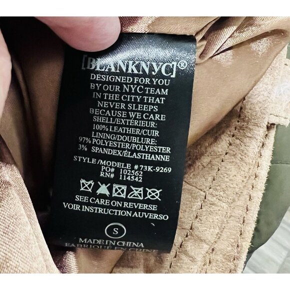 BLANK NYC Moto Jacket Suede Leather Light Brown Coffee Bean NEW W/ Tags Size S - Picture 11 of 12